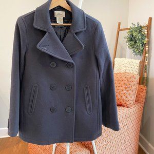 L.L. Bean 100% Wool Peacoat. Navy. Women's Size 6